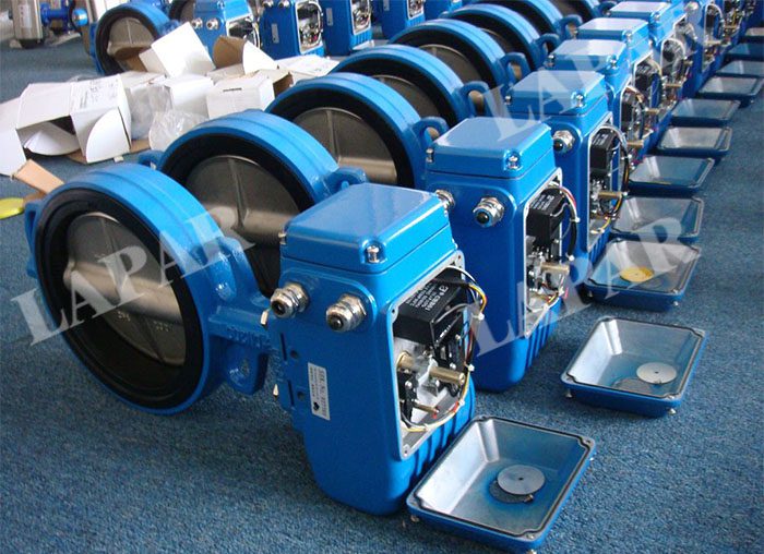 Wafer type electric actuated rubber seat butterfly valve