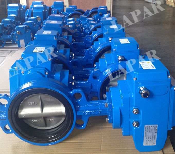 Wafer type electric actuated rubber seat butterfly valve