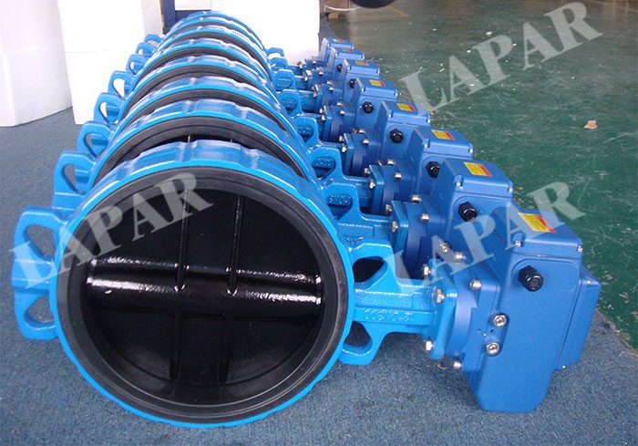 Wafer type electric actuated rubber seat butterfly valve
