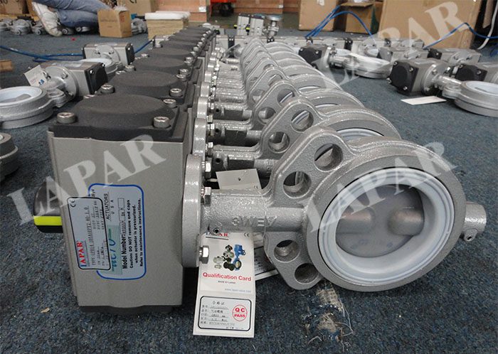 Pneumatic PTFE Lined butterfly valve