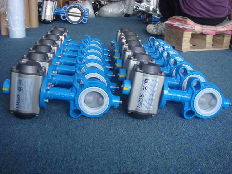 Pneumatic PTFE Lined butterfly valve